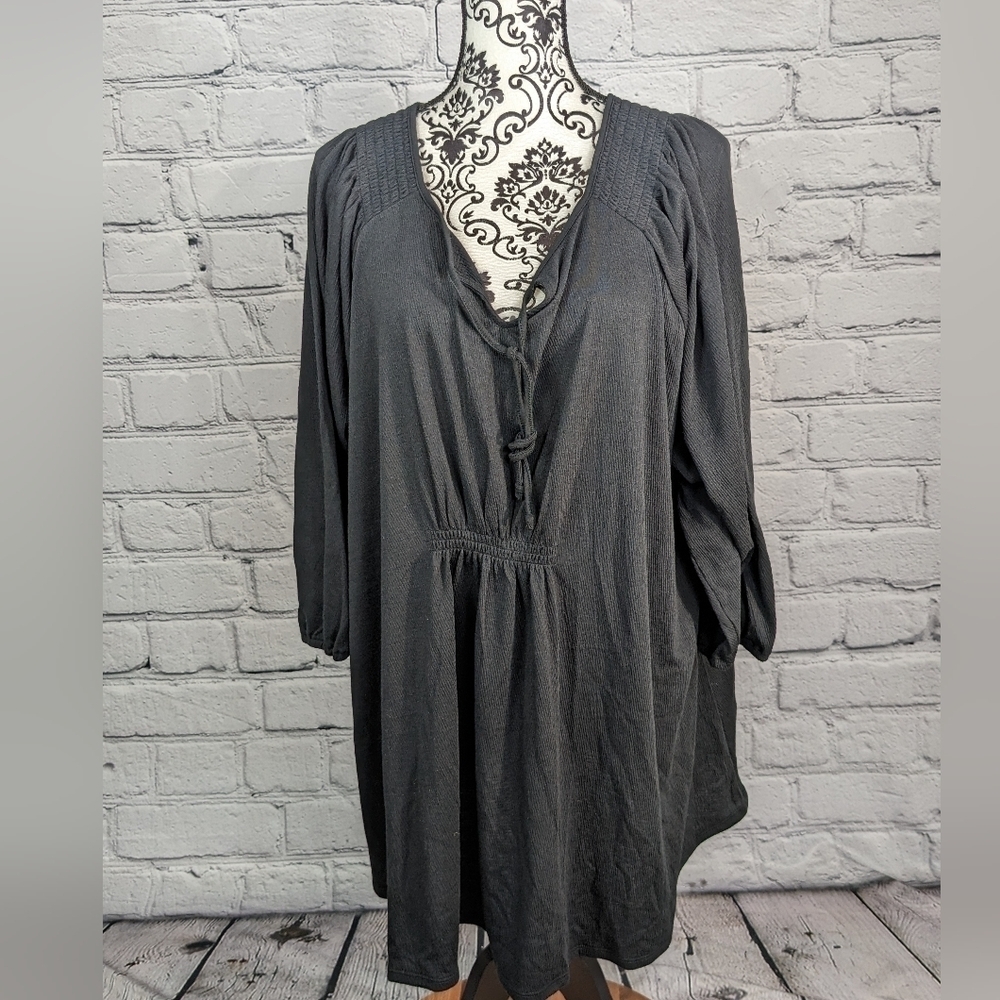 A Glow women's maternity popover plus size 2x top NWT tie front stretch knit b9